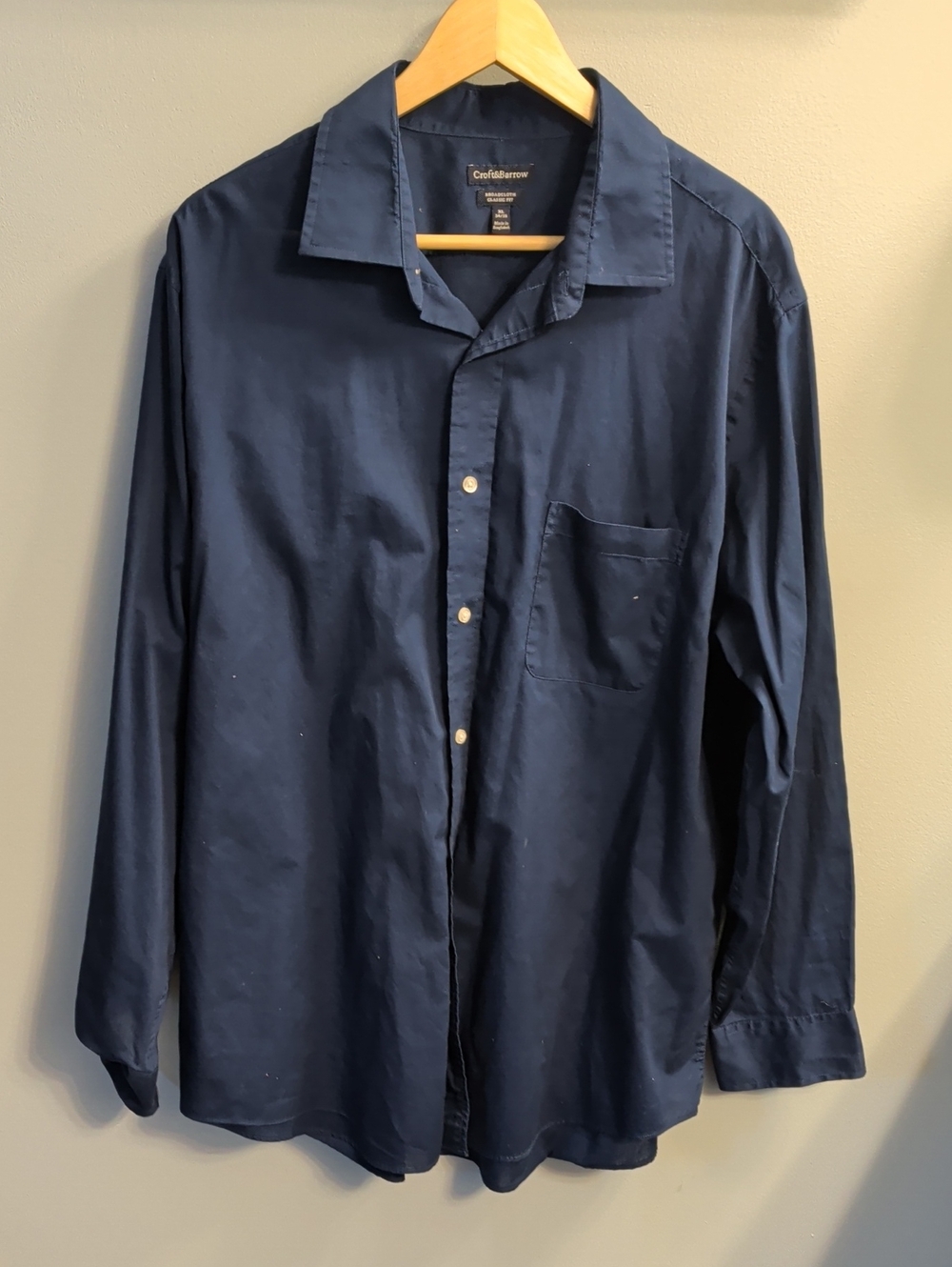 croft & barrow Navy Blue Long-Sleeve Button-Down Shirt